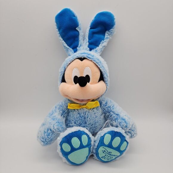 Disney Store Mickey Mouse Bunny Plush 14" Blue 2021 Rabbit Easter Basket Toy - Picture 1 of 8